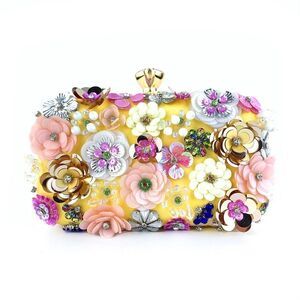 Evening bag satin Flowers